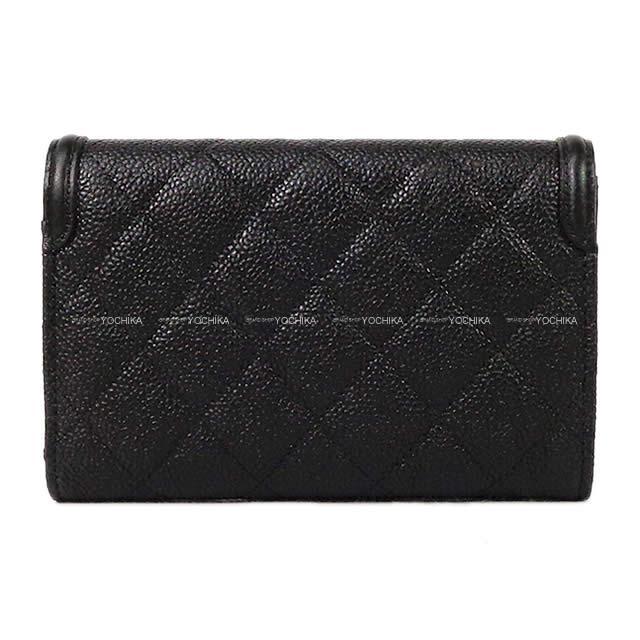 CHANEL シャネル フィグリー マトラッセ ビックココマーク フラップ 三つ折り 財布 黒 キャビア A84481 新品