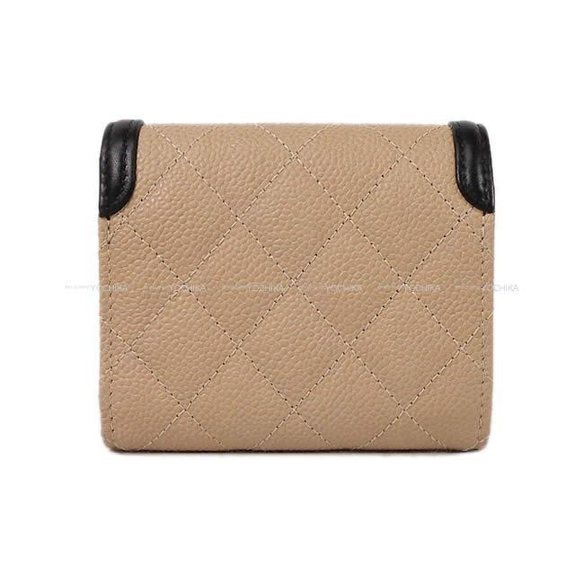 【美品】シャネル　3つ折り財布　財布　ココマーク　ベージュ　CHANEL シャネル(CHANEL)シャネル ココマーク 三つ折り財布 財布