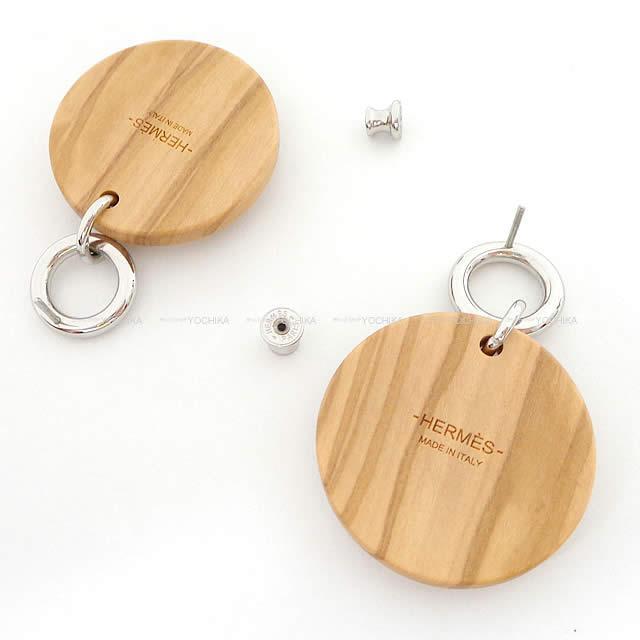 HERMES エルメス ピアス ウッド調 