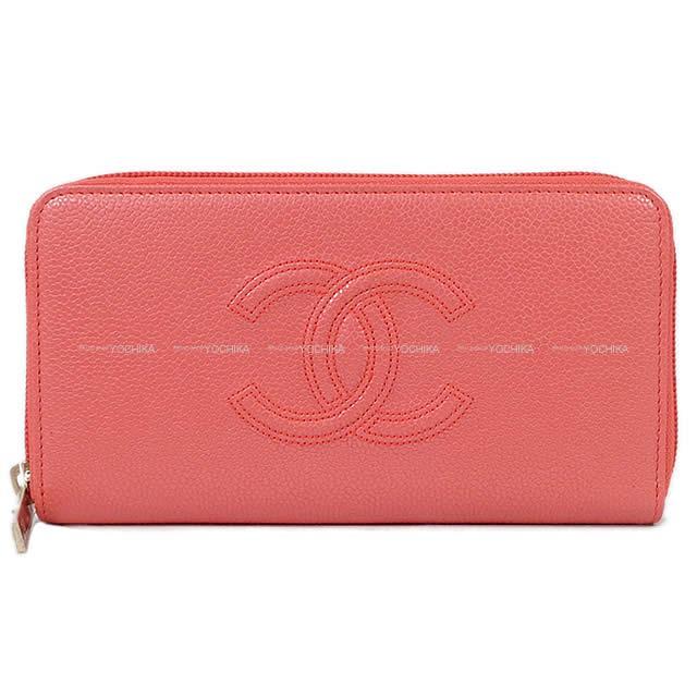 シャネル ココマーク ダブルステッチ ラウンドファスナー 長財布  