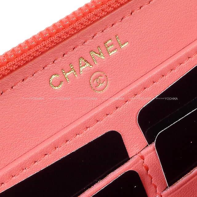 シャネル ココマーク ダブルステッチ ラウンドファスナー 長財布