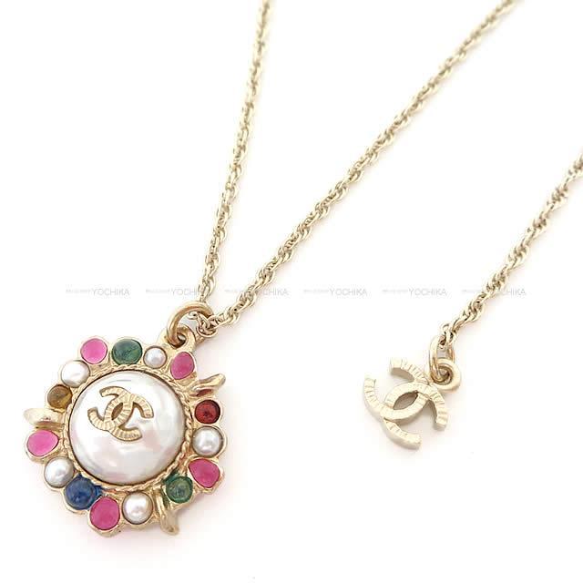 アラウンド パール&カラーストーン ネックレス ゴールド/マルチカラー AB1321 新品