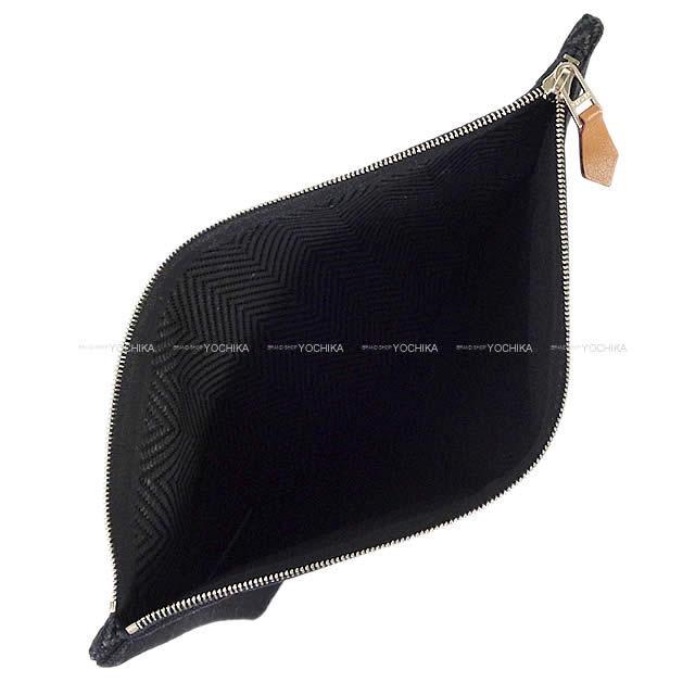 HERMES エルメス フラットポーチ "ヨッティング シェヴロン" GM 黒 (ブラック) コットン100% 新品