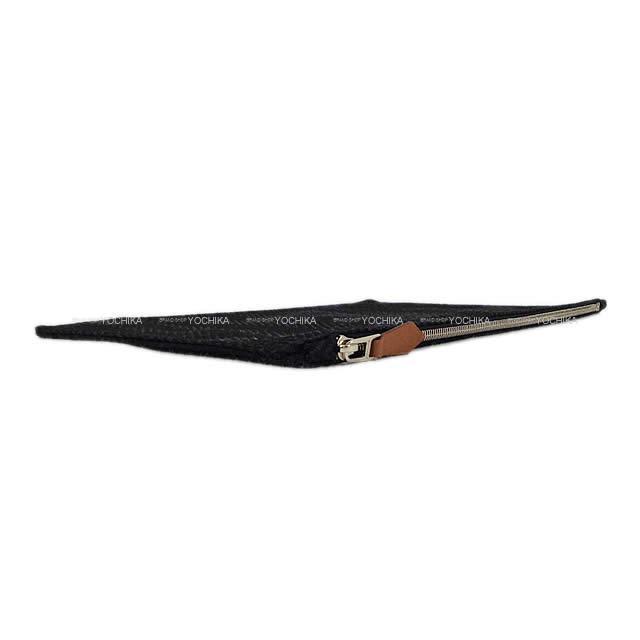 HERMES エルメス フラットポーチ "ヨッティング シェヴロン" GM 黒 (ブラック) コットン100% 新品