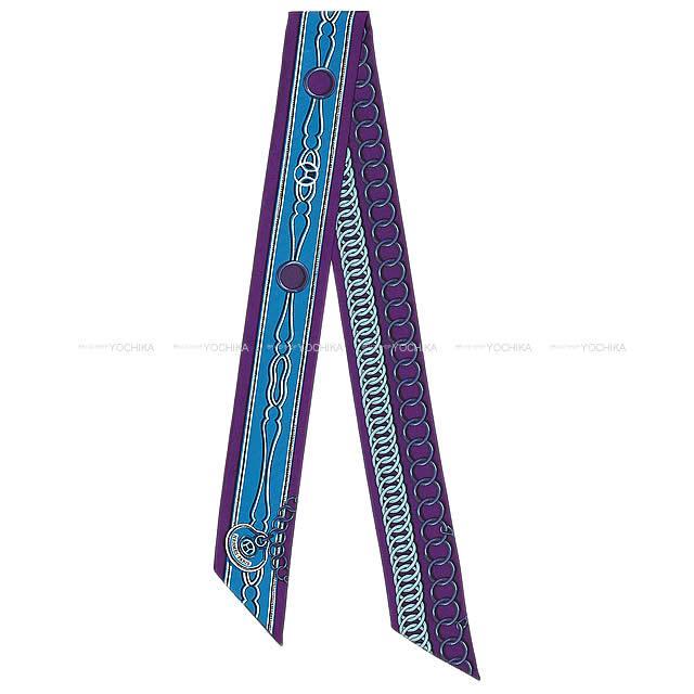 エルメス ツイリー スカーフ "Maillons マイヨン" ウルトラヴァイオレットXコバルトXシエル シルク100% 新品