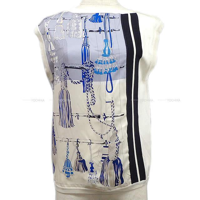 HERMES エルメス レディース ノースリーブ ニット セーター プリント  