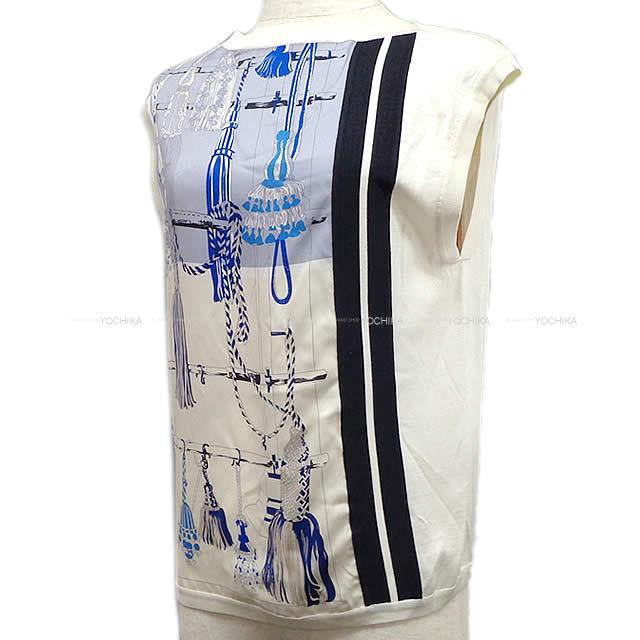 HERMES エルメス レディース ノースリーブ ニット セーター プリント  