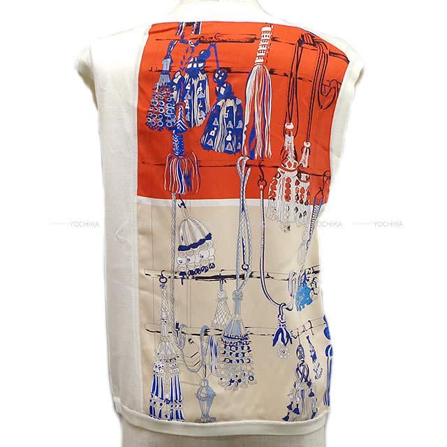 HERMES エルメス レディース ノースリーブ ニット セーター プリント  
