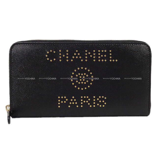 2019年 新作 CHANEL シャネル ドーヴィル スタッズロゴ ラウンド ファスナー 長