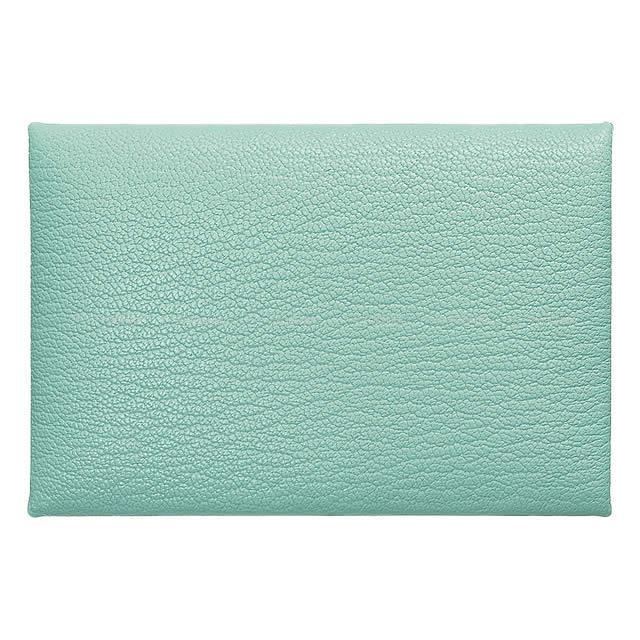 HERMES エルメス カードケース Calvi(カルヴィ) アクア シェーブル シルバー金具 新品未使用