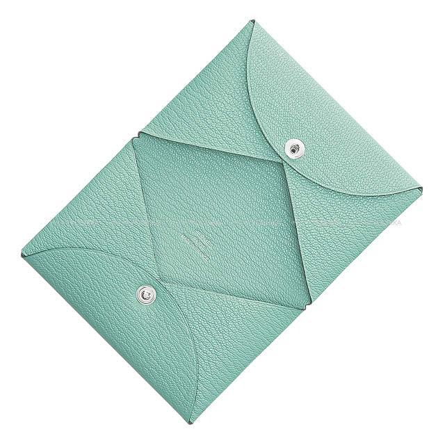 HERMES エルメス カードケース Calvi(カルヴィ) アクア シェーブル シルバー金具 新品未使用