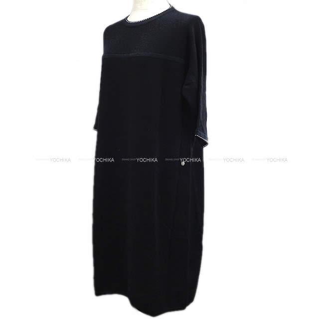 Hermes エルメス レディース サマーニット ステッチ ワンピース 34 黒 ブラック バージンウール100 新品未使用