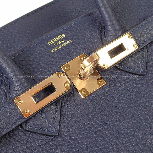 Hermes エルメス ハンドバッグ バーキン25 ブルーニュイ トゴ ローズゴールド金具 新品