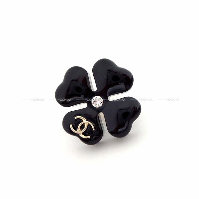 CHANEL シャネル ココマーク クローバー キャンディ ラインストーン ピアス 黒