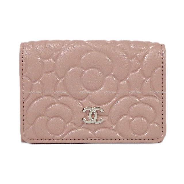CHANEL シャネルエンボス カメリア三つ折り財布