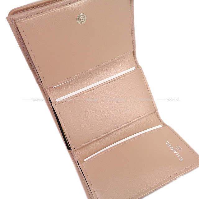 CHANEL シャネル カメリア エンボス フラップ 三つ折り コンパクト 財布 モーヴ ラム シルバー金具 AP0116 新品