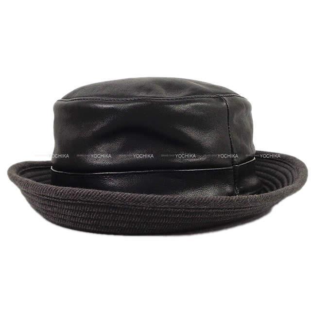 HERMES エルメス レディース モッチプール レザー ハット 帽子 #59 黒(ブラック) カーフ 新品未使用