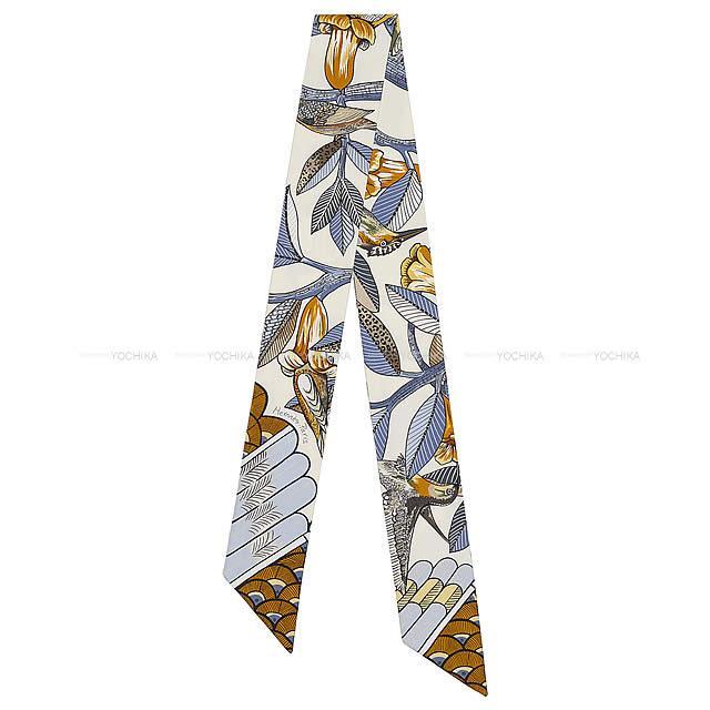 HERMES エルメス ツイリー スカーフ "ツリー・オブ・ソング" クリーム/モーヴ/オークル シルク100% 新品