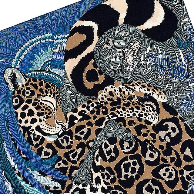 HERMES エルメス ツイリー ジャガー ケツァール JAGUAR QUETZAL ブルー  
