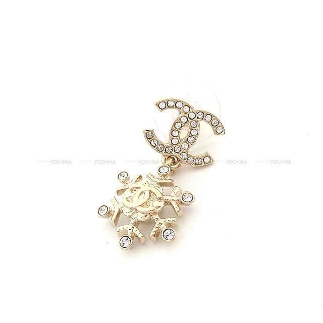 2019年 秋冬 新作 CHANEL シャネル スノークリスタル ココマーク ぶらさがり ピアス ゴールド AB2528 新品