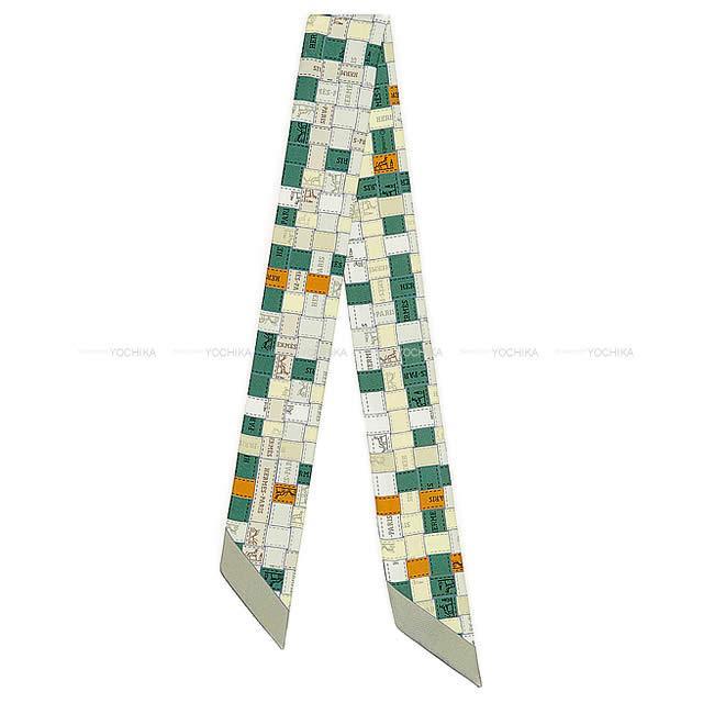 HERMES エルメス スカーフ ツイリー ボルデュックチェック グリス  