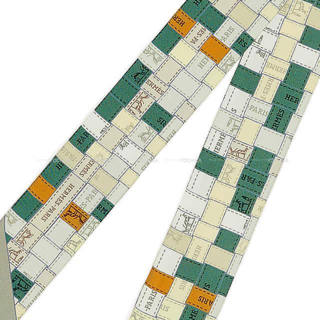 HERMES エルメス スカーフ ツイリー ボルデュックチェック グリス  