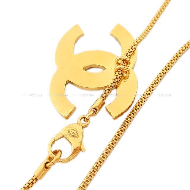 シャネル メティエダール パリ-NY/エジプト ビッグココマーク エンボス ネックレス ゴールド/黒 AB1470 新品