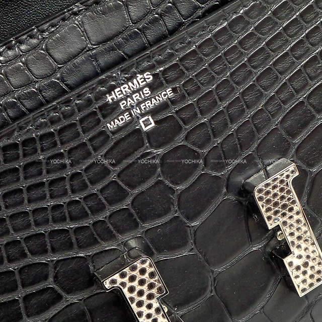 HERMES エルメス 長財布 コンスタンス ロング 黒/オンブレ  アリゲーターマット/リザード 新品