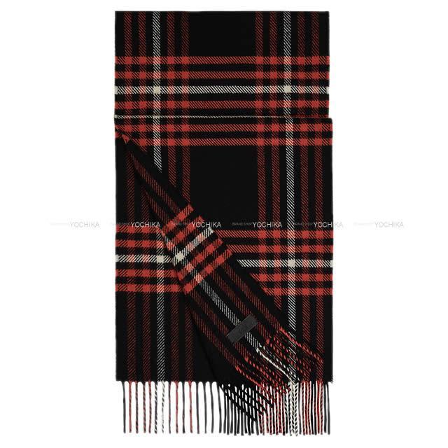 HERMES エルメス マフラー "ブランケット チェック" 黒(ブラック)/テラコッタ/エクリュ カシミヤ100% 新品