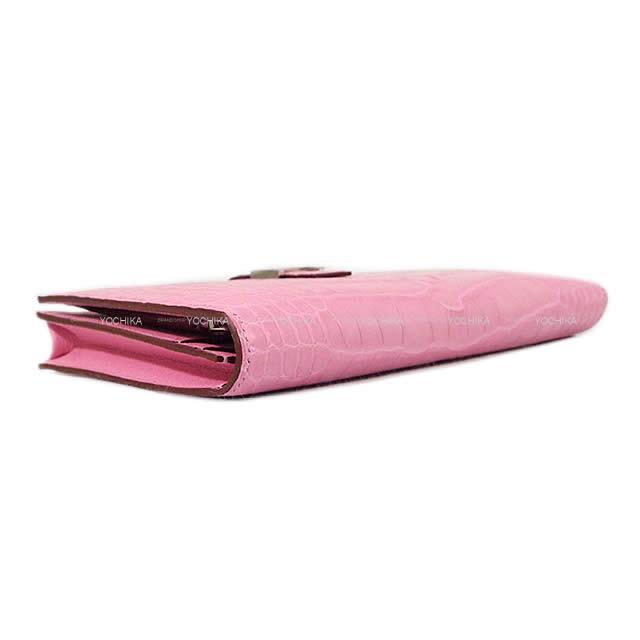 HERMES エルメス 長財布 ベアンスフレ バブルガムピンク クロコダイル アリゲーター マット シルバー金具 新品