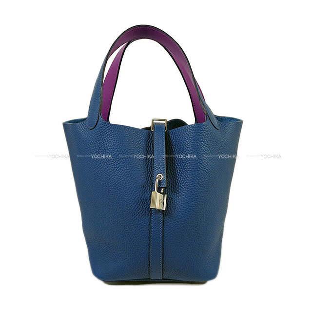2019年秋冬新作 HERMES エルメス ハンドバッグ ピコタンロック エクラ 22 MM ディープブルー/アネモネ