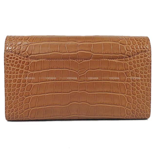 HERMES エルメス 長財布 コンスタンス ロング ゴールド クロコダイルアリゲーターマット シルバー金具 新品
