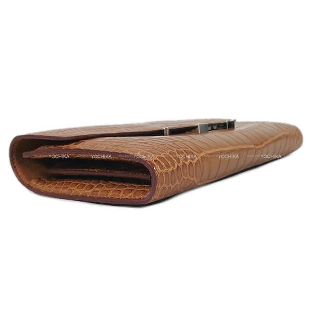 HERMES エルメス 長財布 コンスタンス ロング ゴールド クロコダイルアリゲーターマット シルバー金具 新品
