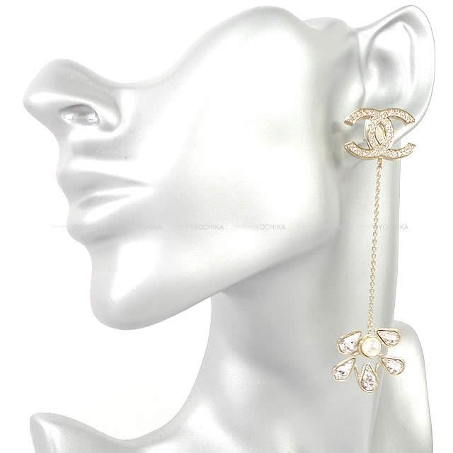 2019年 秋冬 新作 CHANEL シャネル ラインストーン パール ドロップ ココマーク ピアス AB2681 新品
