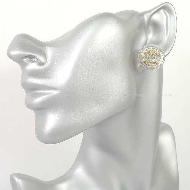 2019年 秋冬 新作 CHANEL シャネル クリア フレーム ラインストーン ココマーク ピアス AB2550 新品