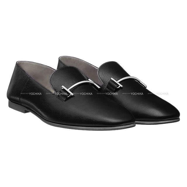 Hermes エルメス メンズ モカシン ローファー 靴 サガ Saga 42 5 黒 ブラック シェーブル 新品