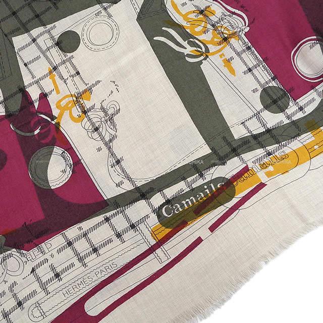 HERMES エルメス ショール カレH 140 "カマイユ" ナチュラル/ローズインディアン/ツンドラ カシミヤ/シルク 新品