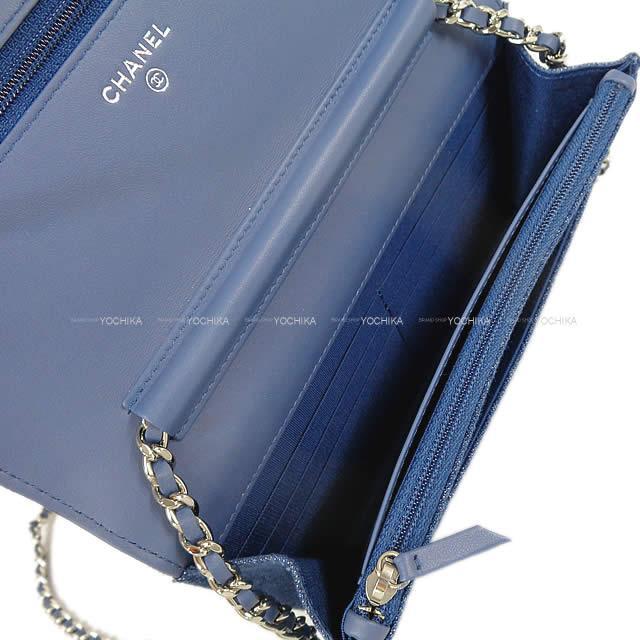 CHANEL シャネル マトラッセ カメリア デニム チェーンウォレット  