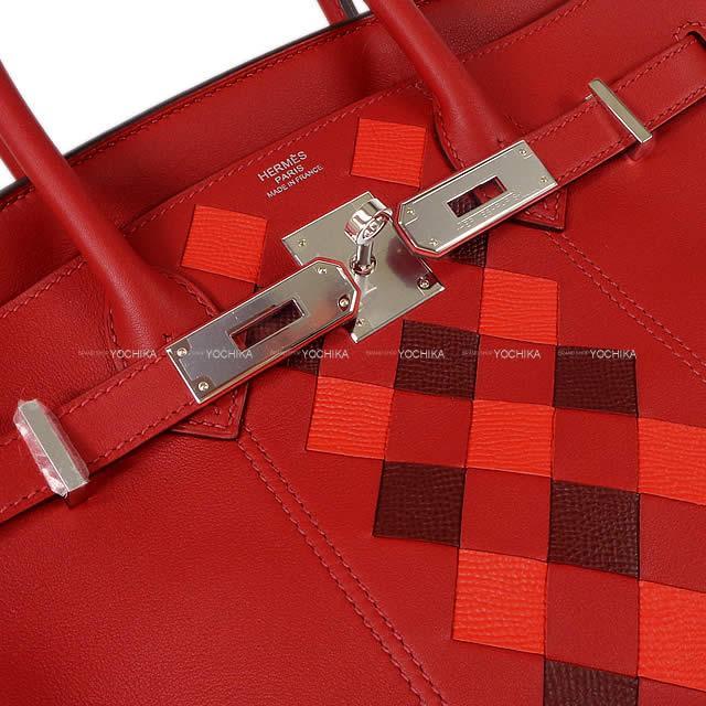 HERMES エルメス ハンドバッグ バーキン30 トレサージュ・ドゥ・キュイール ルージュピマン スイフト 新品