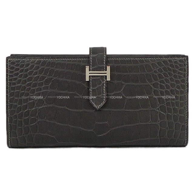 HERMES エルメス 財布 ベアンスフレ グラファイト クロコダイル アリゲーター マット シルバー金具 新品
