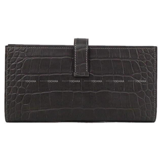 HERMES エルメス 財布 ベアンスフレ グラファイト クロコダイル アリゲーター マット シルバー金具 新品