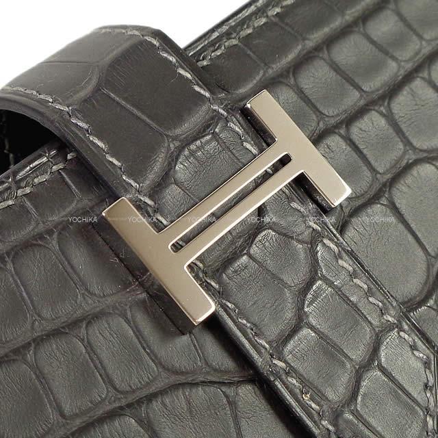 HERMES エルメス 財布 ベアンスフレ グラファイト クロコダイル アリゲーター マット シルバー金具 新品