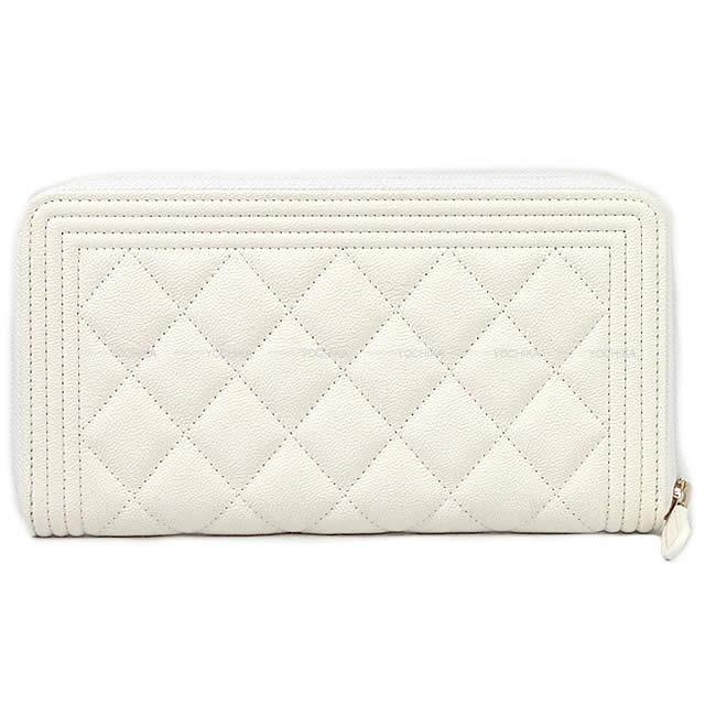 CHANEL シャネル ボーイシャネル マトラッセ ラウンドファスナー 長財布 白 A80288 新品