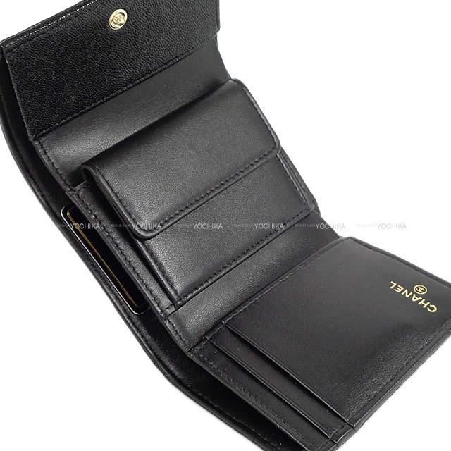 CHANEL シャネル ボーイシャネル 三つ折 コンパクト財布 黒 A81996 新品