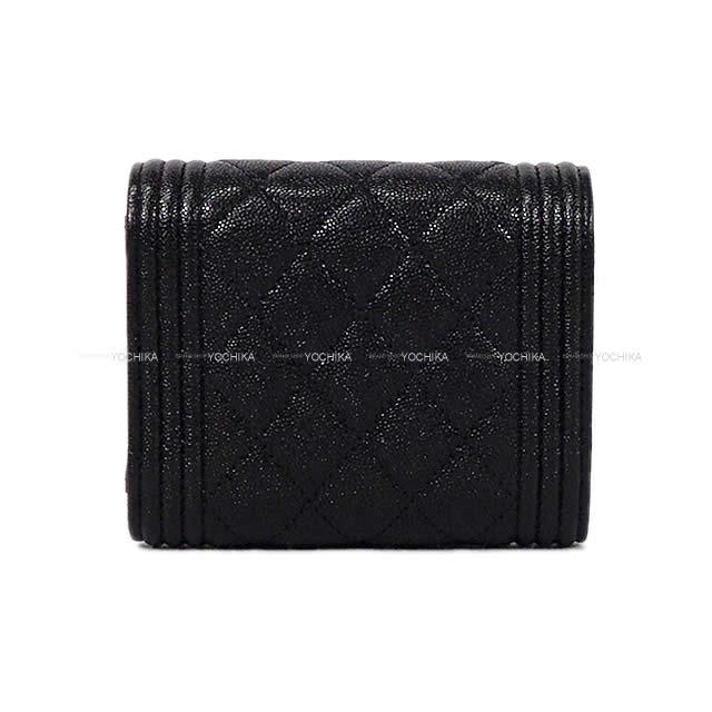 CHANEL シャネル ボーイシャネル 三つ折 コンパクト財布 黒 A81996 新品