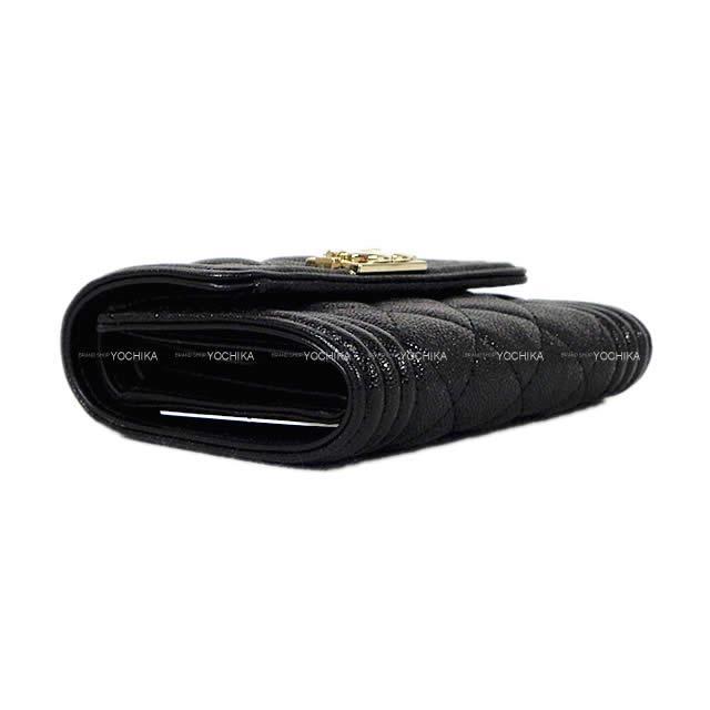 CHANEL シャネル ボーイシャネル 三つ折 コンパクト財布 黒 A81996 新品
