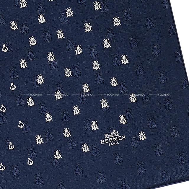 HERMES エルメス スカーフ カレ70 "プチ・アベイユ" マリン シルク100% 新品