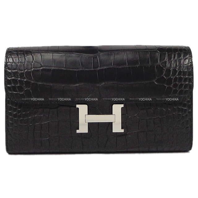 HERMES エルメス 長財布 コンスタンス ロング 黒(ブラック) クロコダイルアリゲーター