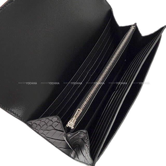 HERMES エルメス 長財布 コンスタンス ロング 黒(ブラック) クロコダイルアリゲーター