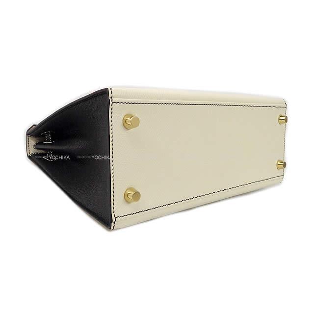 HERMES エルメス ハンドバッグ ケリー25 外縫い スペシャルオーダー クレ/黒 エプソン マットゴールド金具 新品